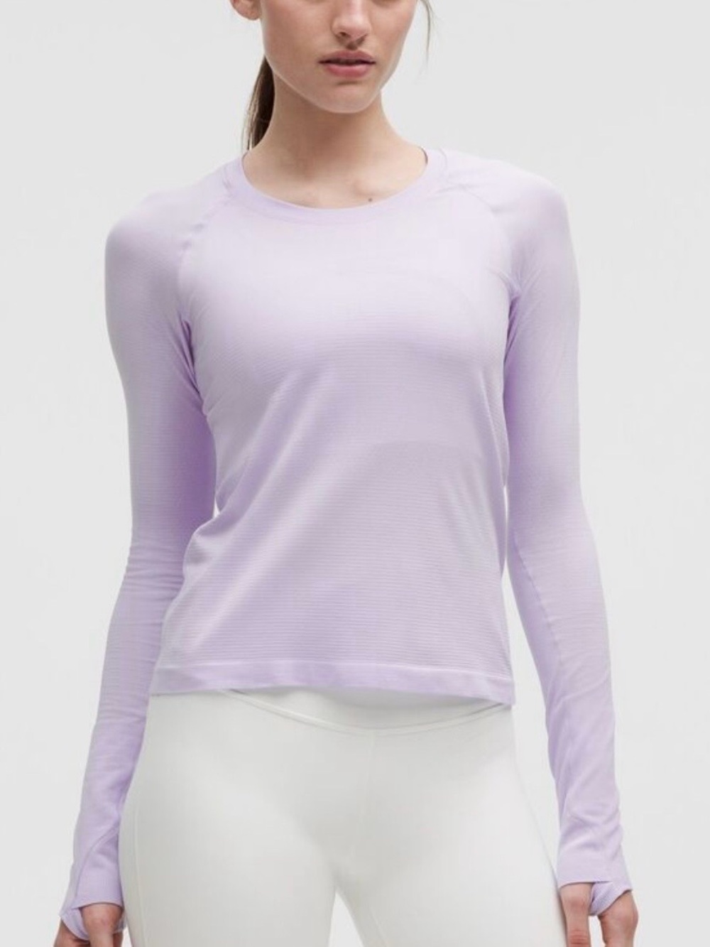 Lululemon Swiftly Tech 2.0 Waist Length Long Sleeve Shirt Serene Blue Lavender